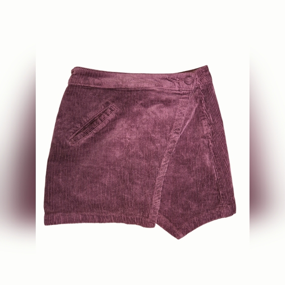 Forever 21 womens burgundy corduroy mini wrap skirt size medium - Picture 1 of 4